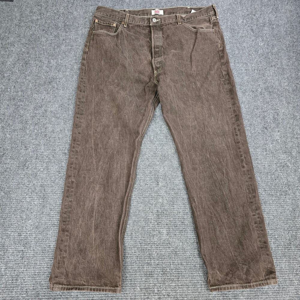 Levi’s 501 Jeans Mens Tag 44x34 Measure 42x32 Brown Straight Leg Button Fly